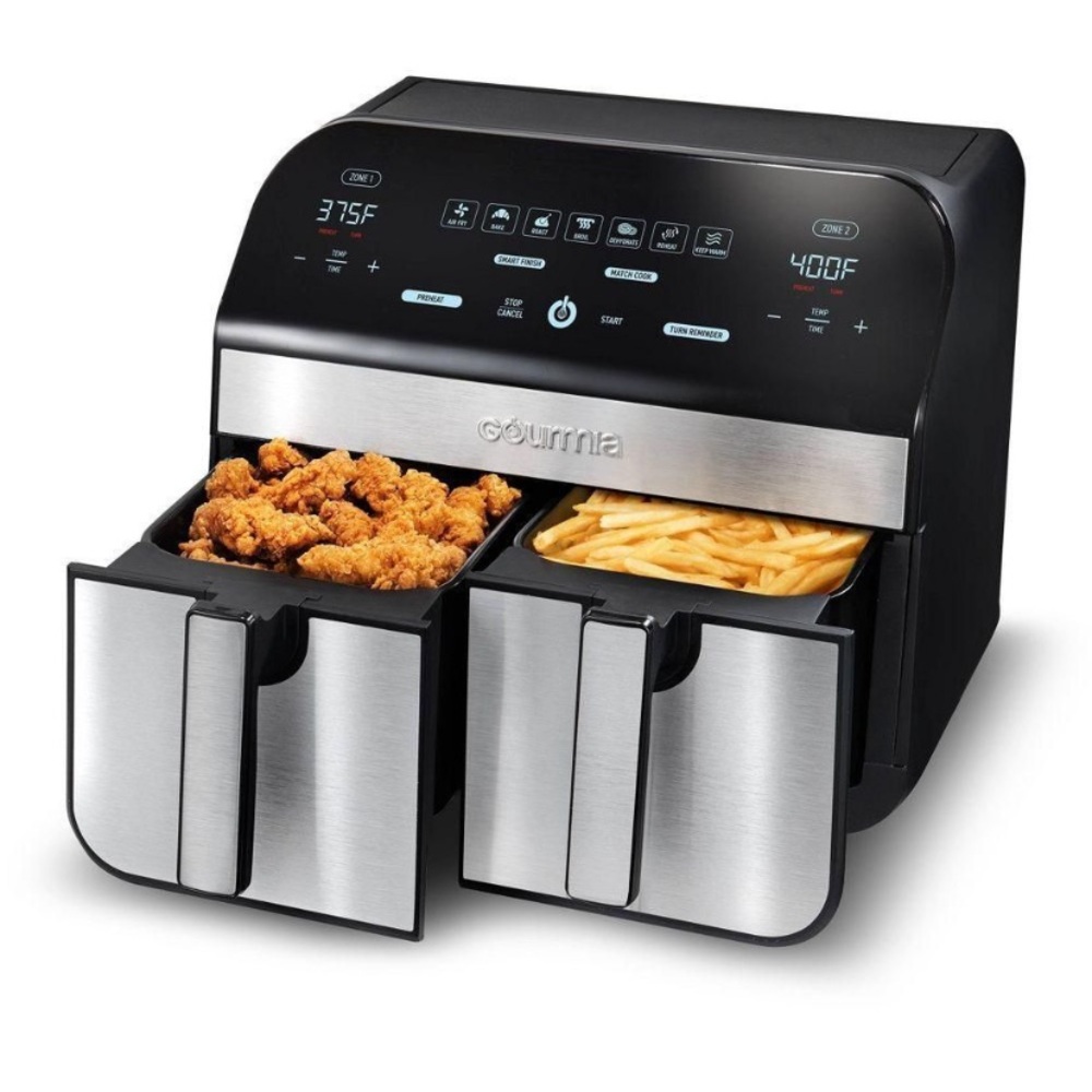 NIB Gourmia Air Fryer 10QT Dual basket smart finish